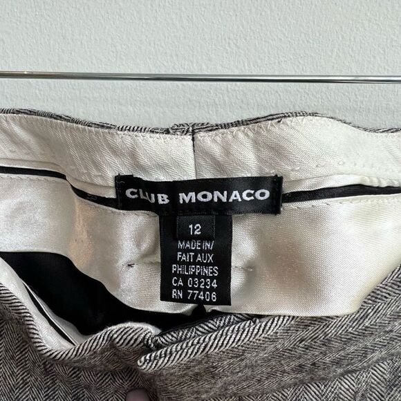 Club Monaco Women's High Rise Vertical Stripes Straight Leg Gray Pants Size 12 - Picture 2 of 5